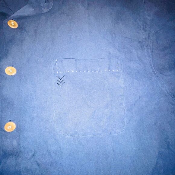 Nat Nast Shirt Mens XL Blue Embroidered Button Up Silk Camp Luxury Originals - Picture 3 of 15